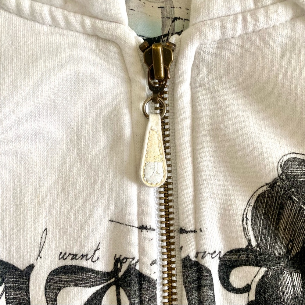 L.A.M.B. Gwen Stefani Vintage Y2K White Gramophone Zip-Up Hoodie - Picture 10 of 12